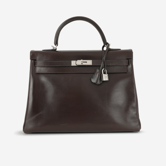 Hermès Kelly 35 - Ebene Box Calf Retourne | Palladium Hardware