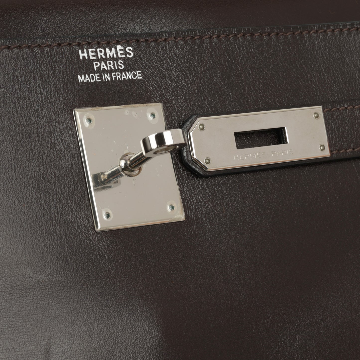Hermès Kelly 35 - Ebene Box Calf Retourne | Palladium Hardware