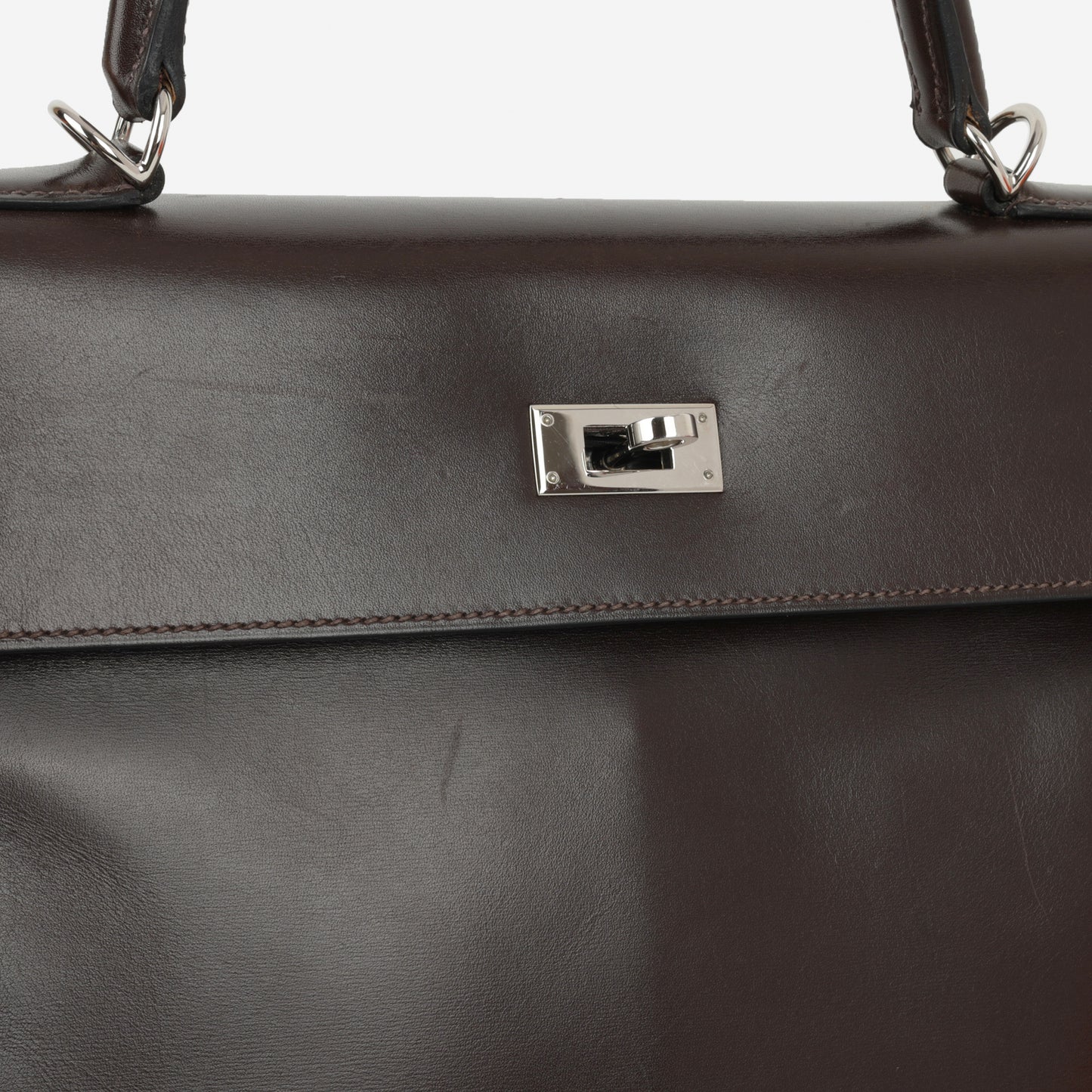 Hermès Kelly 35 - Ebene Box Calf Retourne | Palladium Hardware