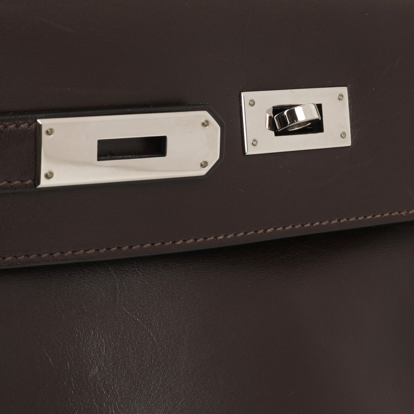 Hermès Kelly 35 - Ebene Box Calf Retourne | Palladium Hardware