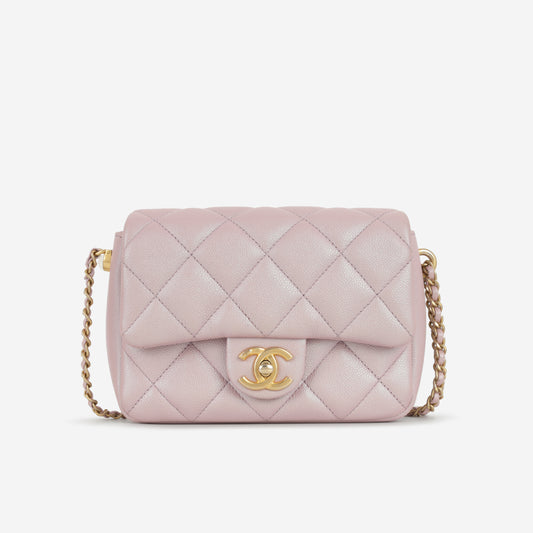 Chanel My Perfect Mini Adjustable Flap - Iridescent Pink Caviar | Gold Hardware
