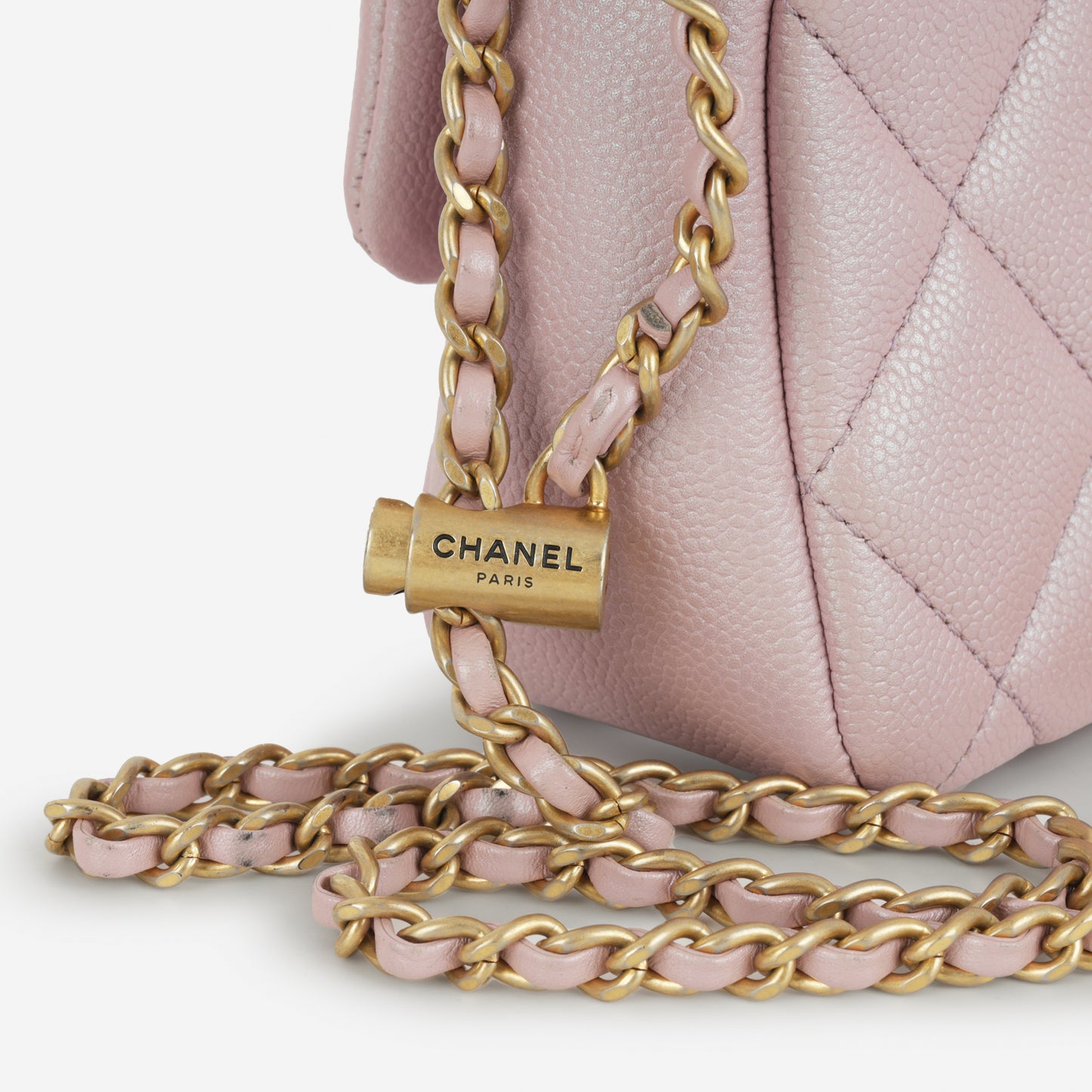 Chanel My Perfect Mini Adjustable Flap - Iridescent Pink Caviar | Gold Hardware