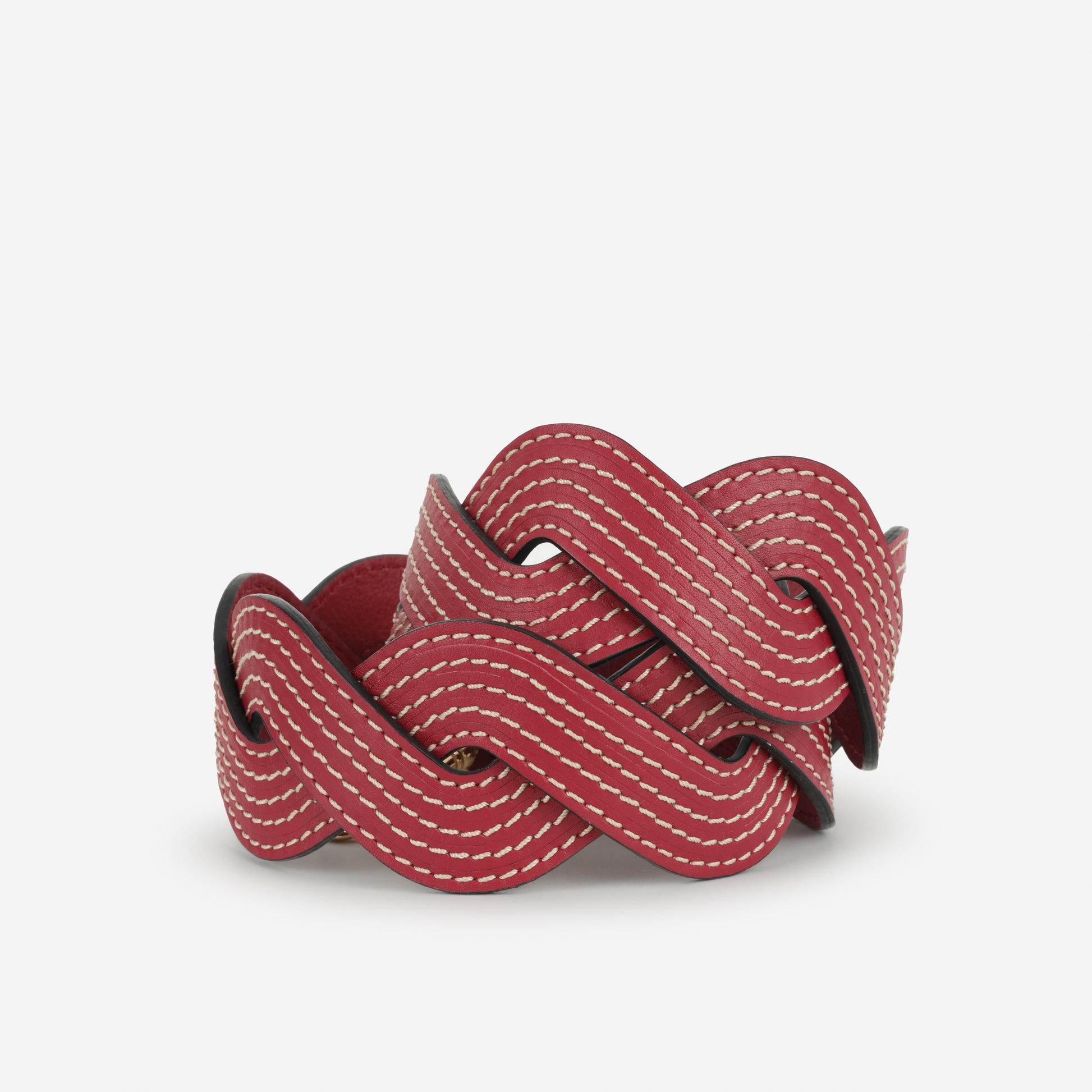 Loewe Wavy Stitch Bag Strap - Burgundy | Gold Hardware - Bagista