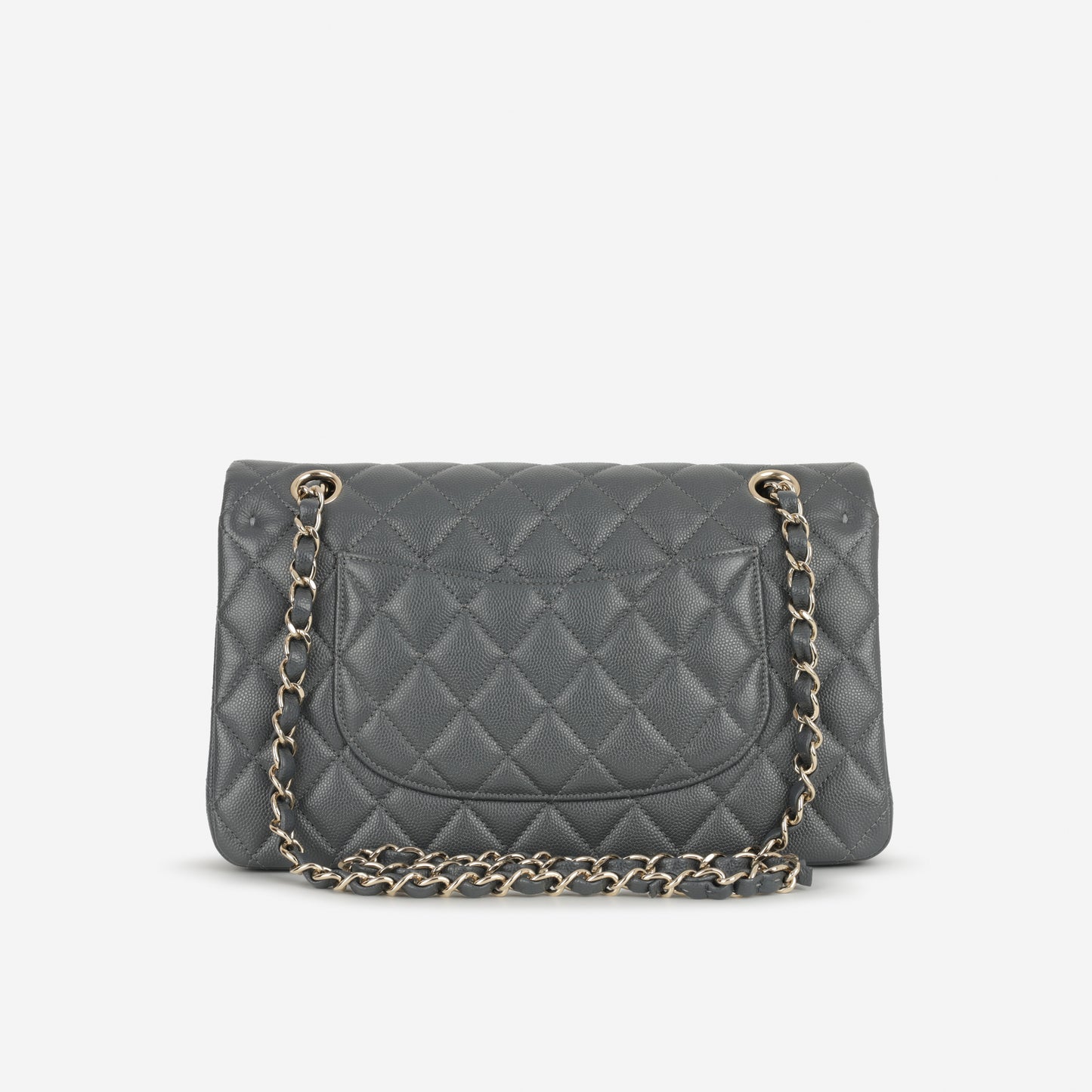 Chanel Medium Classic Flap - Grey Caviar | Champagne Gold Hardware - Bagista