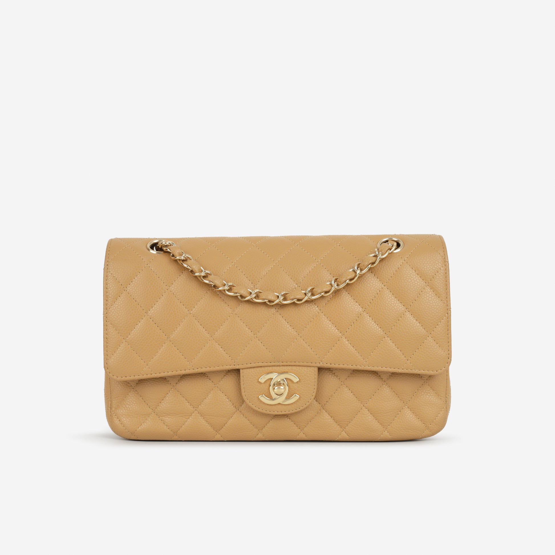 Chanel Vintage Medium Classic Flap - Beige Caviar | Gold Hardware - Bagista