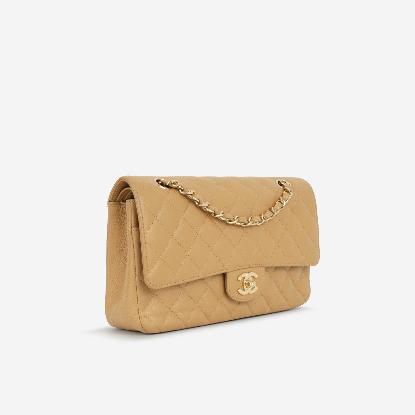 Chanel Vintage Medium Classic Flap - Beige Caviar | Gold Hardware - Bagista