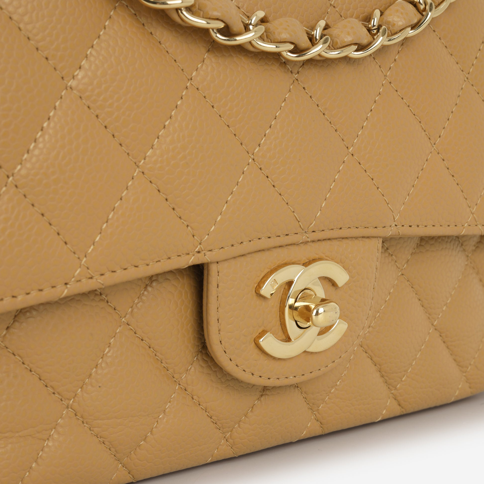Chanel Vintage Medium Classic Flap - Beige Caviar | Gold Hardware - Bagista