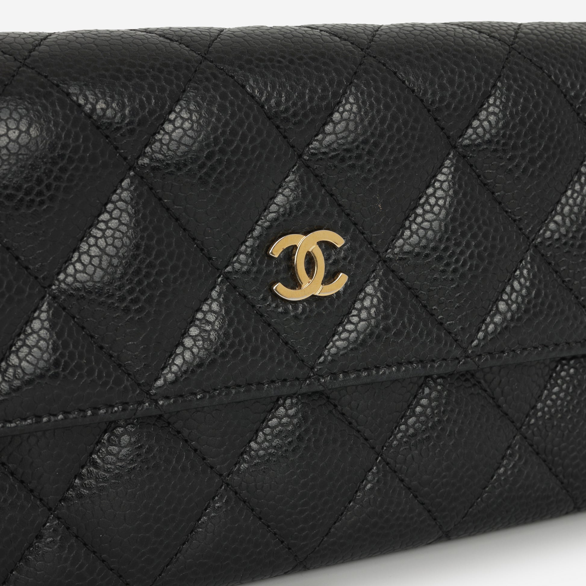 Chanel Long Classic Flap Wallet - Black Caviar | Gold Hardware - Bagista