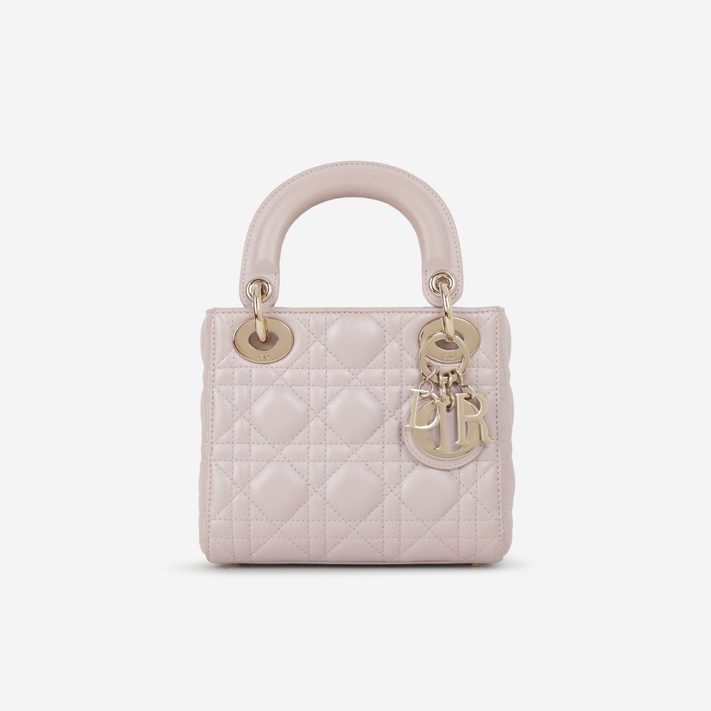 Dior Mini Lady Dior - Pearlescent Pink Lambskin | Champagne Gold Hardware - Bagista