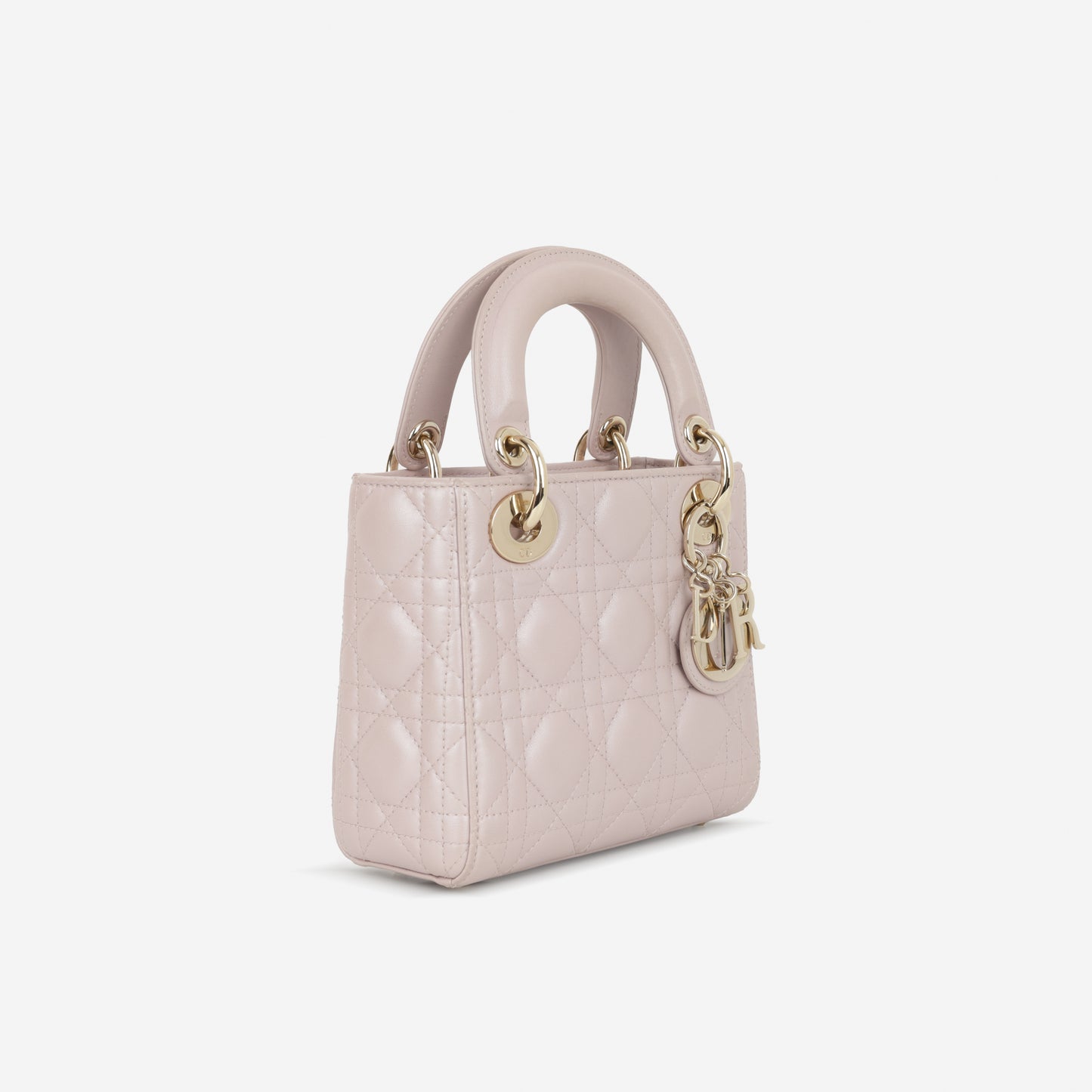 Dior Mini Lady Dior - Pearlescent Pink Lambskin | Champagne Gold Hardware - Bagista