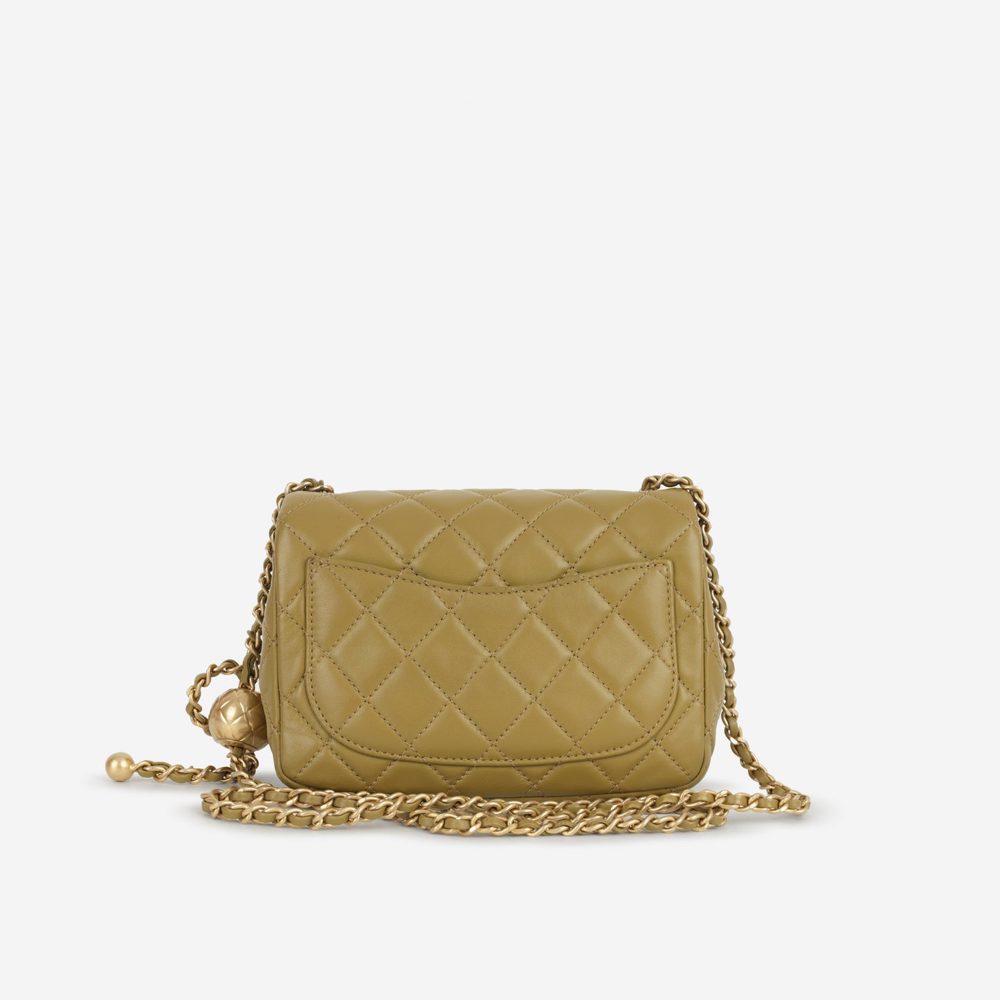 Chanel Mini Flap Square Pearl Crush - Olive Green Lambskin | Gold Hardware