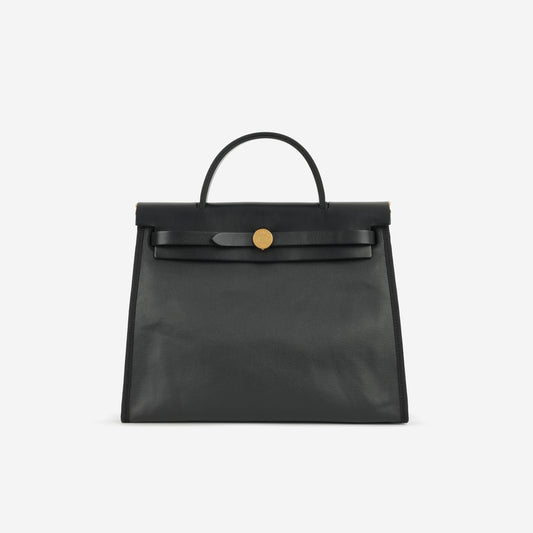 Hermès Herbag 31 - Black Berline Toile / Hunter | Gold Hardware