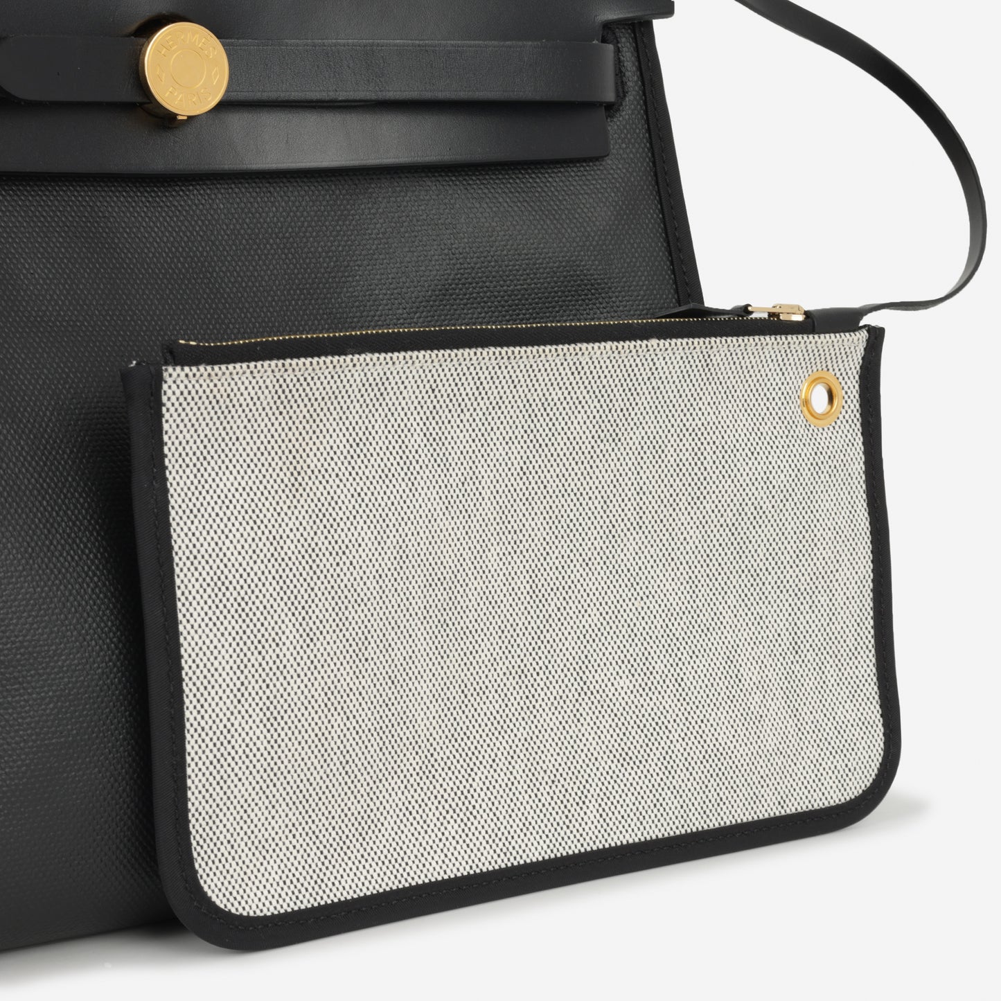 Hermès Herbag 31 - Black Berline Toile / Hunter | Gold Hardware