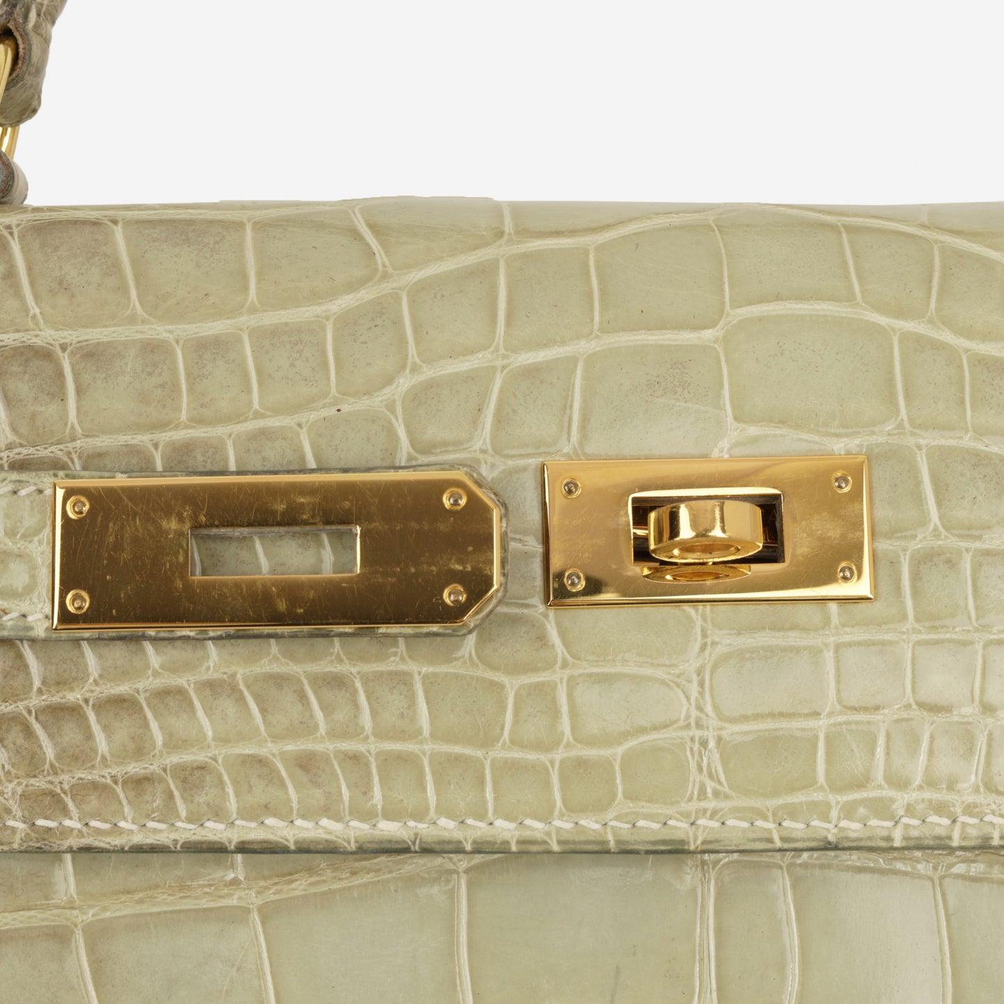 Hermès Vintage Kelly 32 - Natura Vert Celadon Alligator Mississippiensis | Gold Hardware