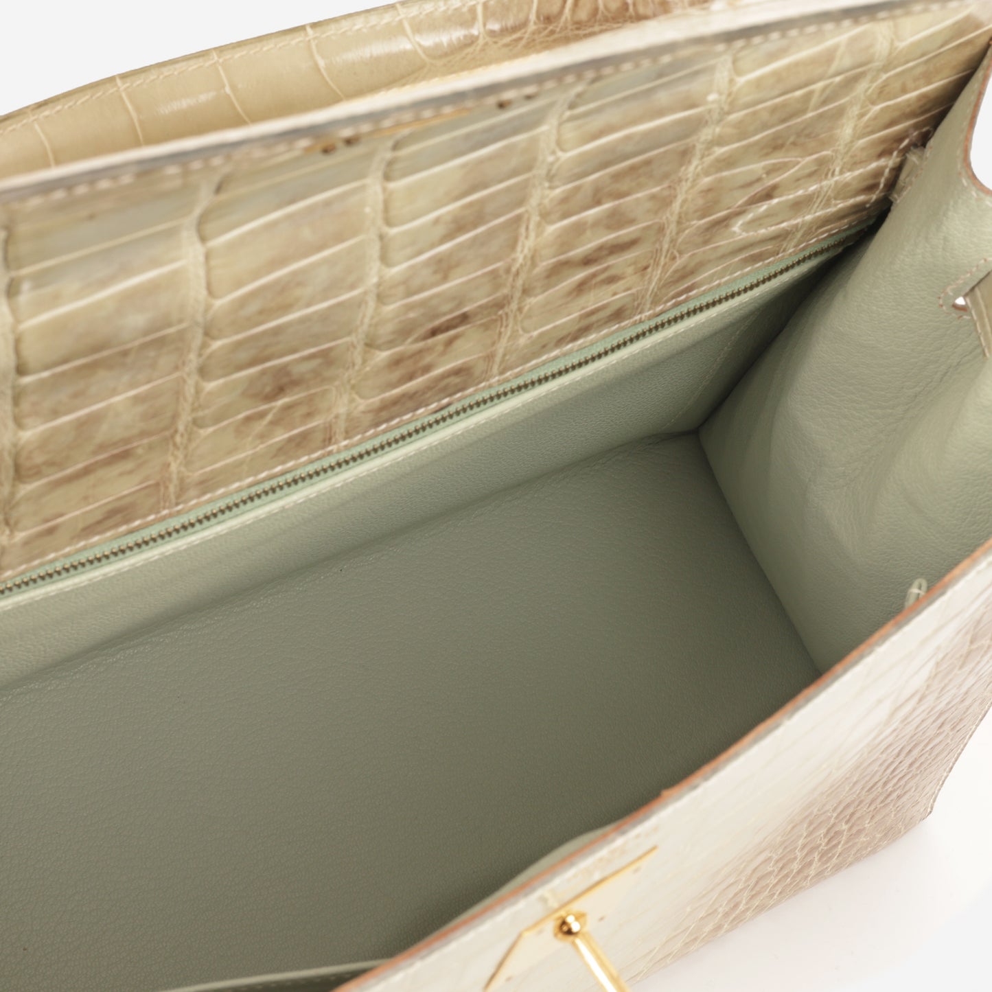 Hermès Vintage Kelly 32 - Natura Vert Celadon Alligator Mississippiensis | Gold Hardware
