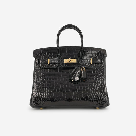 Hermès Birkin 25 - Black Crocodile Porosus | Gold Hardware