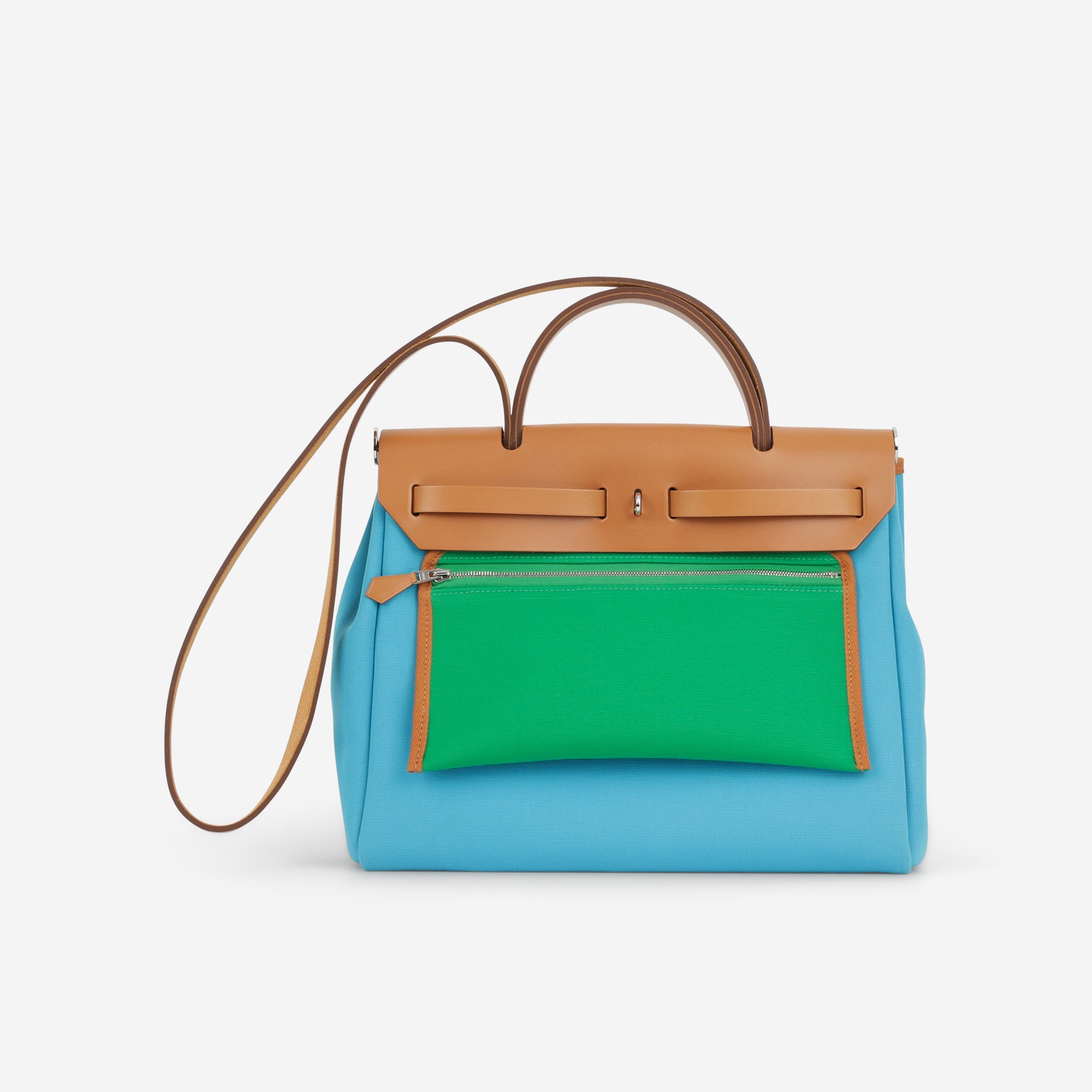 Hermès Herbag 31 - Bleu Aztec / Menthe / Fauve | Palladium Hardware - Bagista