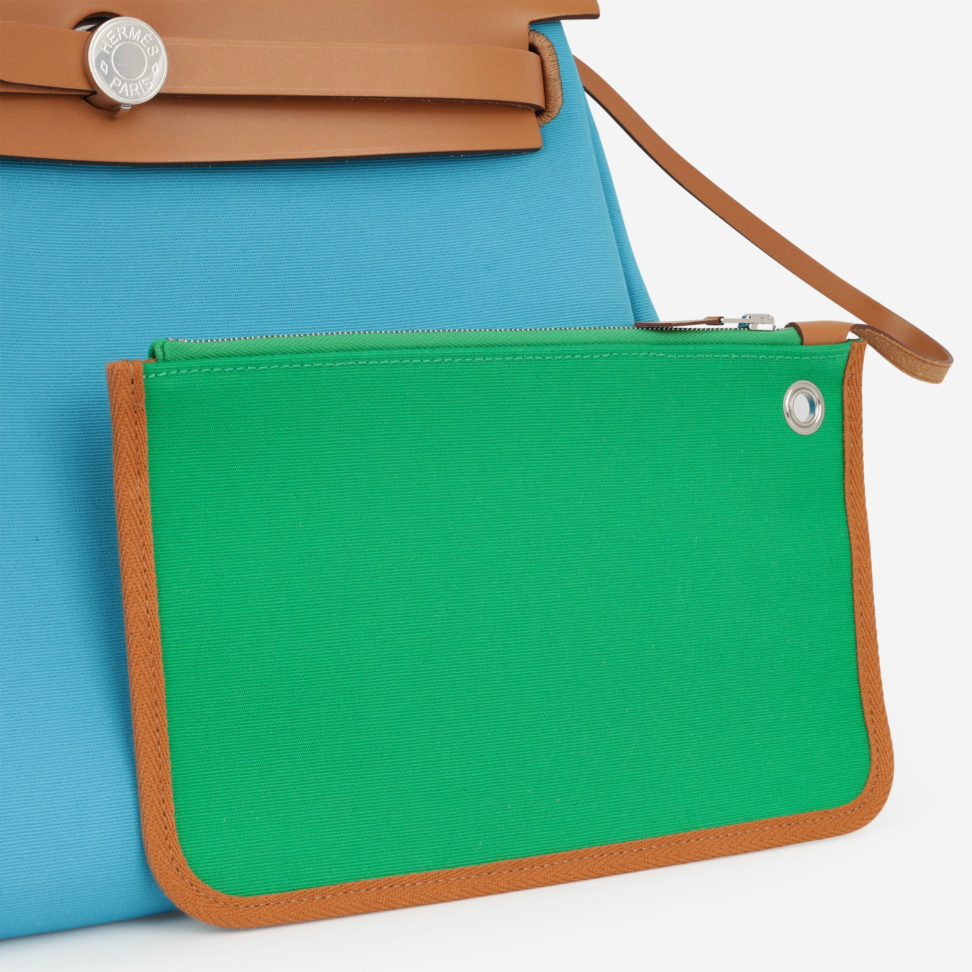 Hermès Herbag 31 - Bleu Aztec / Menthe / Fauve | Palladium Hardware - Bagista