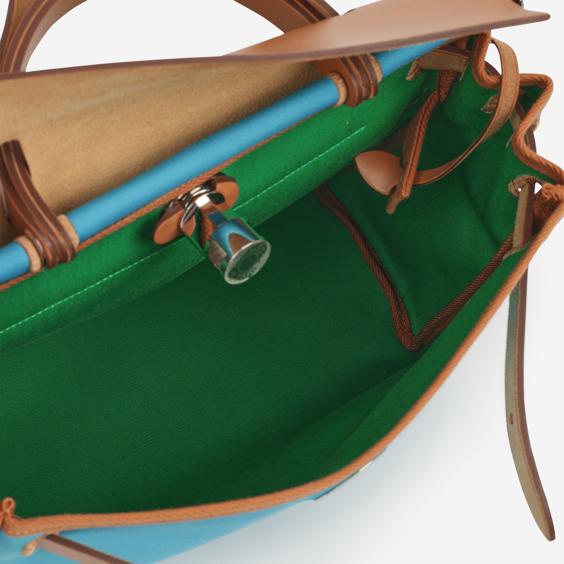 Hermès Herbag 31 - Bleu Aztec / Menthe / Fauve | Palladium Hardware - Bagista