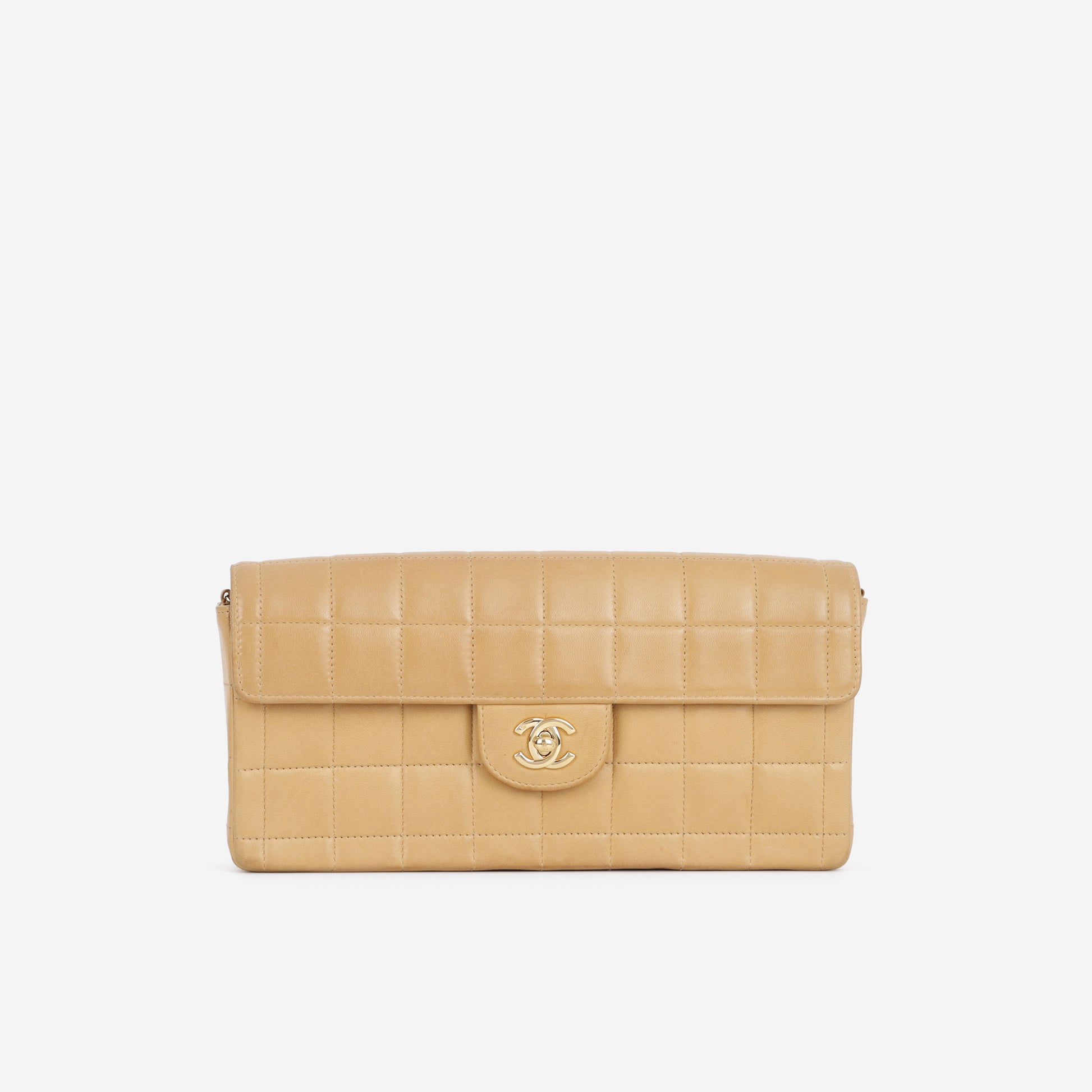 Chanel East West Chocolate Bar - Beige Lambskin | Gold Hardware - Bagista