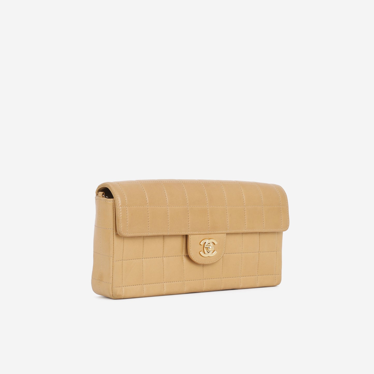 Chanel East West Chocolate Bar - Beige Lambskin | Gold Hardware - Bagista