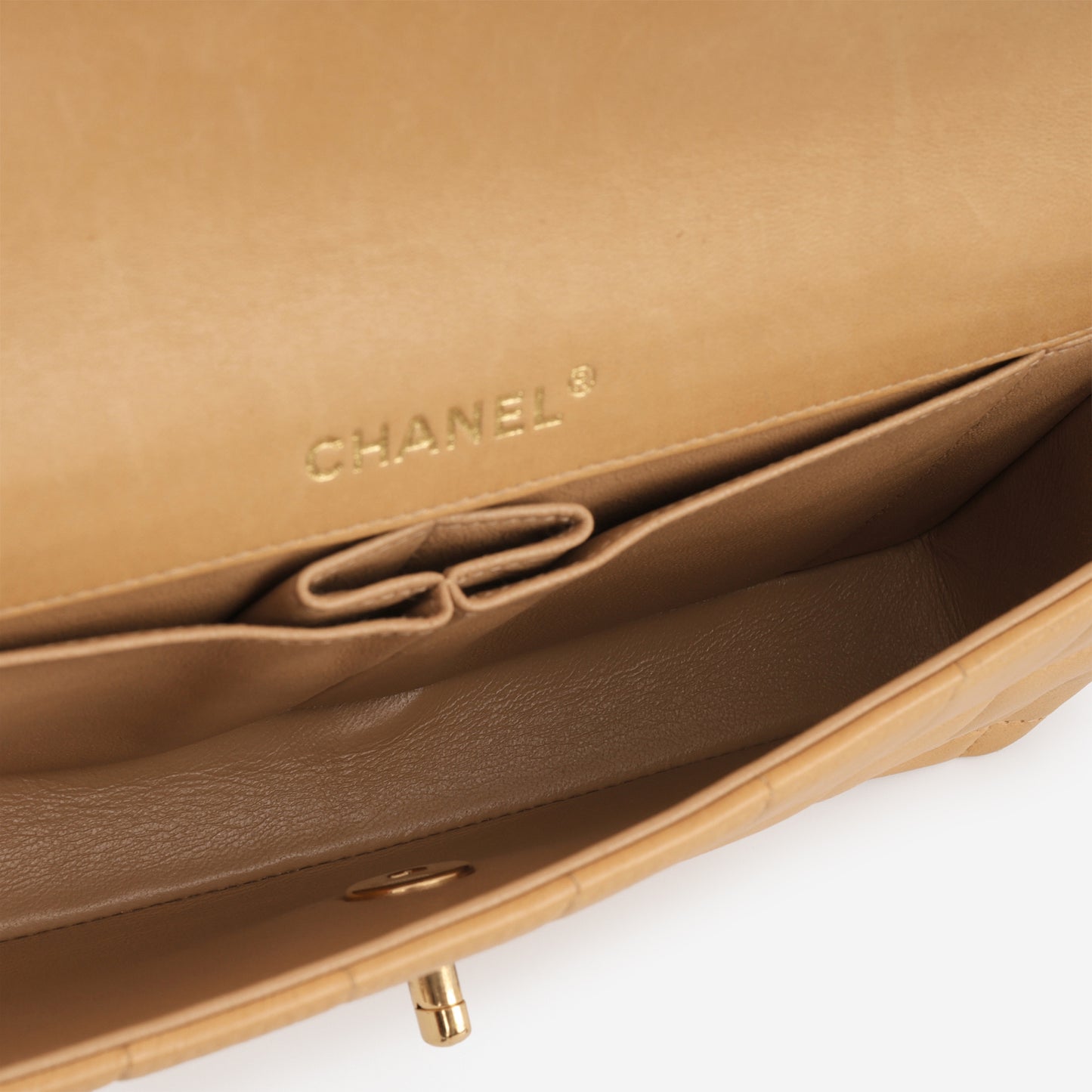 Chanel East West Chocolate Bar - Beige Lambskin | Gold Hardware - Bagista