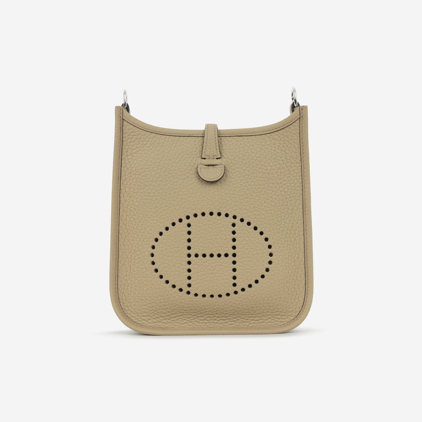 Hermès Mini Evelyne 16 - Beige Marfa Clemence / Gris Pale & Beige Marfa Strap | Palladium Hardware