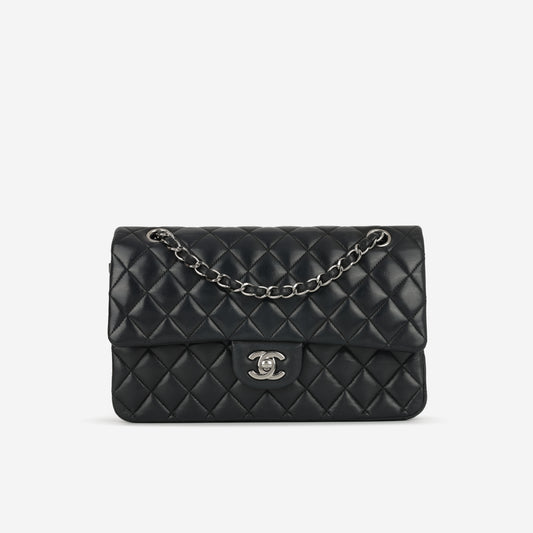 Chanel Medium Classic Flap - Black Lambskin | Silver Hardware