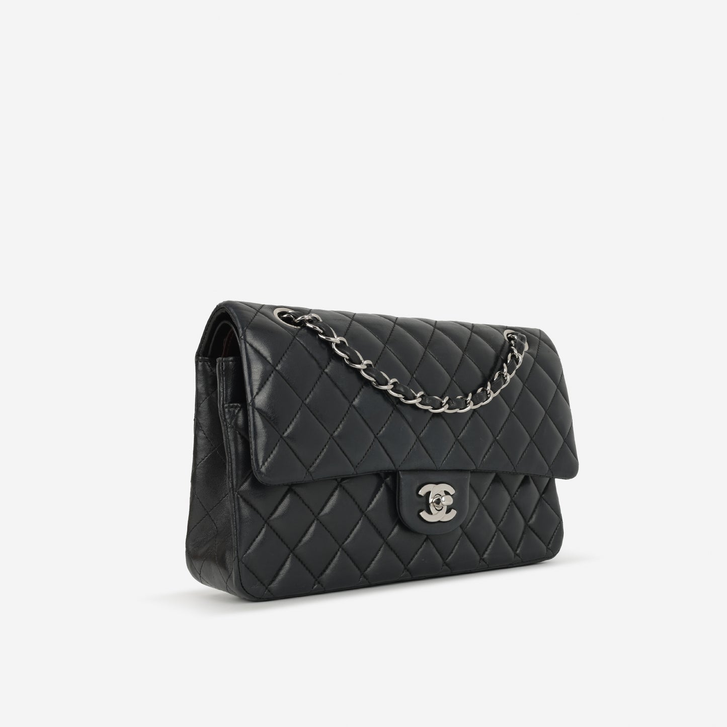 Chanel Medium Classic Flap - Black Lambskin | Silver Hardware
