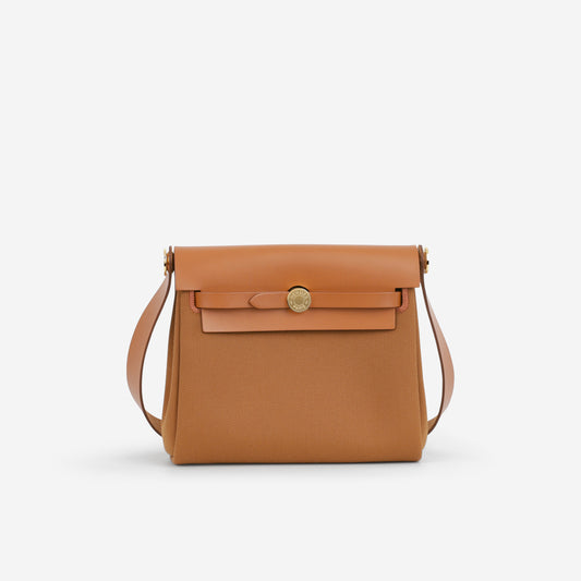 Hermès Mini Herbag 20 - Gold Toile / Hunter | Gold Hardware - Bagista