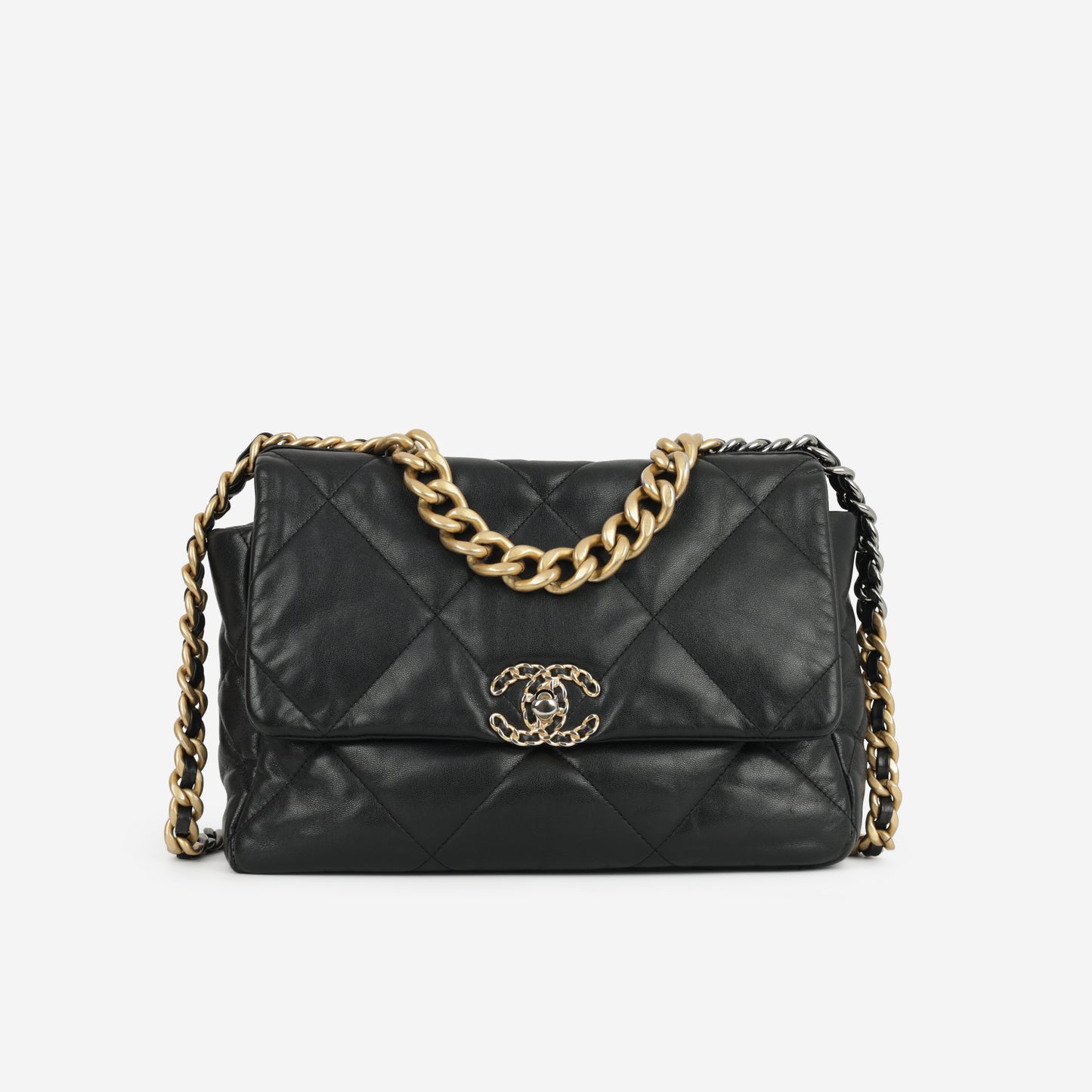 Chanel Large 19 Flap Bag - Black Lambskin | Multi Hardware - Bagista