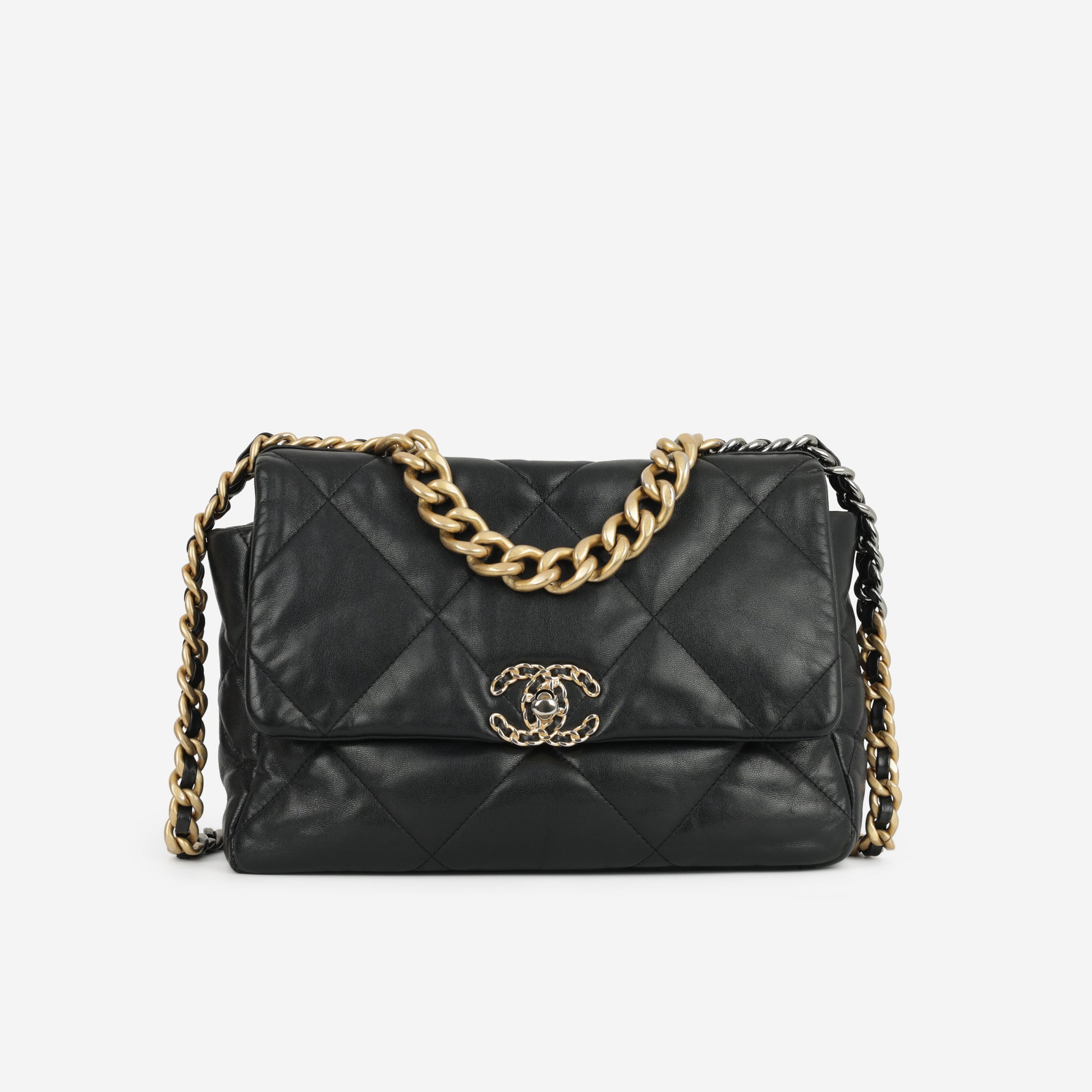 Chanel Large 19 Flap Bag - Black Lambskin | Multi Hardware - Bagista