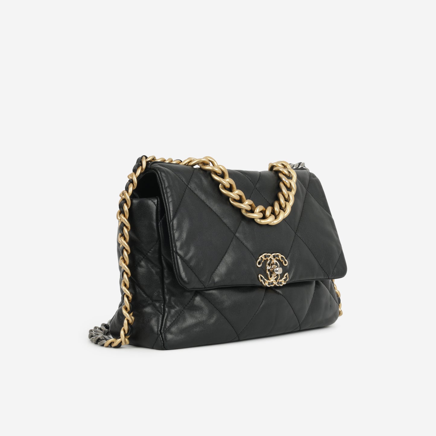 Chanel Large 19 Flap Bag - Black Lambskin | Multi Hardware - Bagista