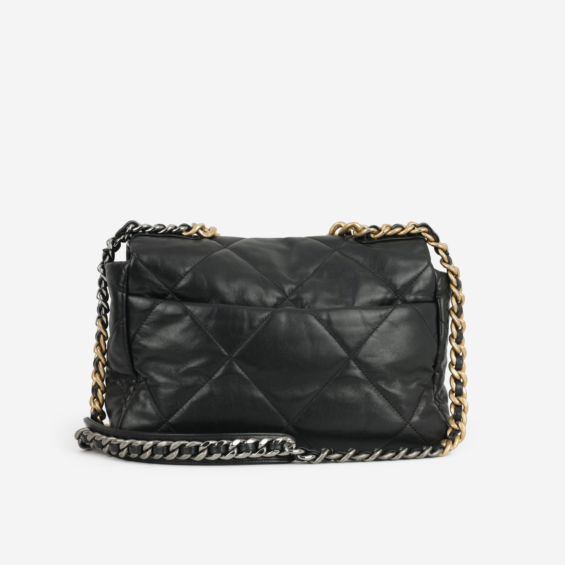Chanel Large 19 Flap Bag - Black Lambskin | Multi Hardware - Bagista