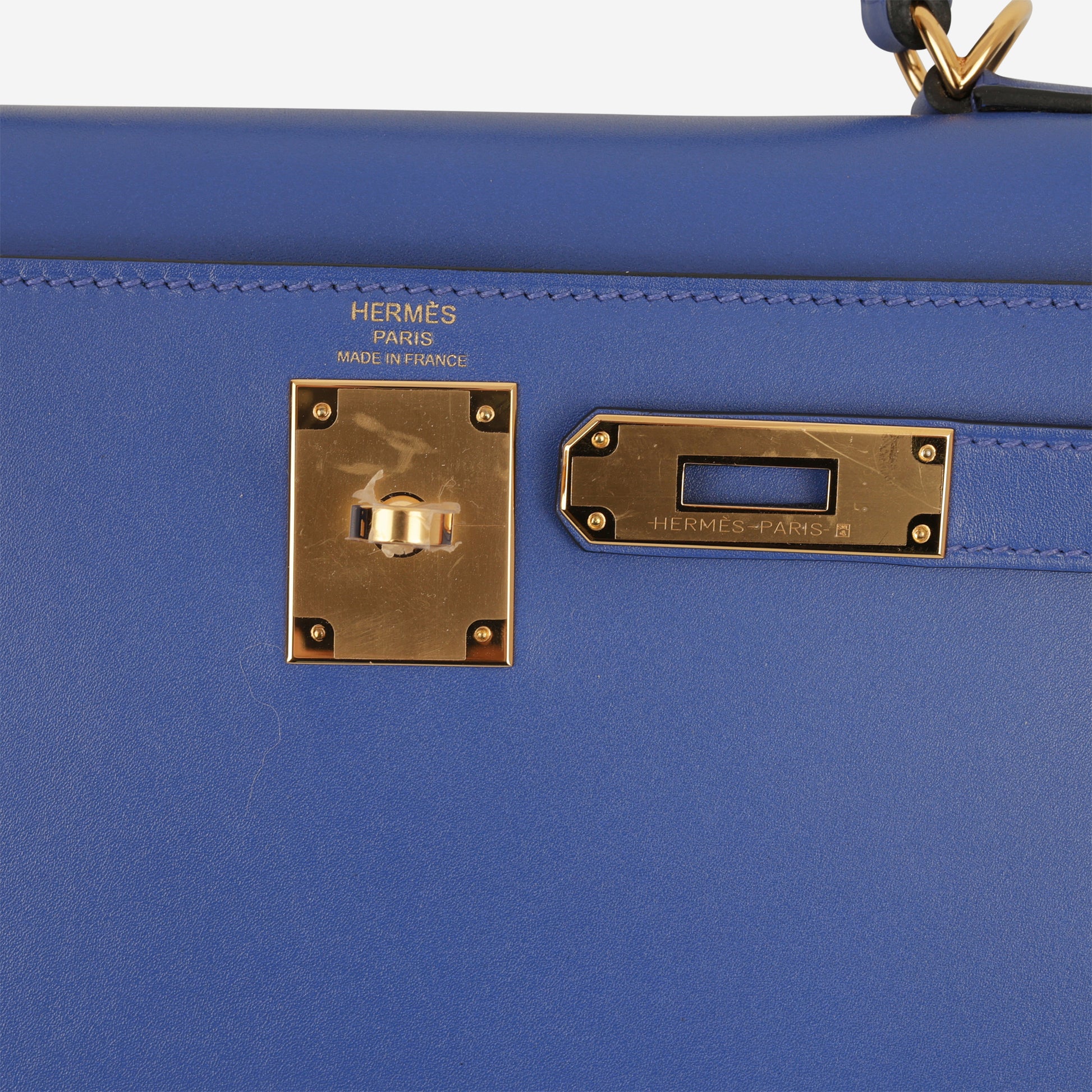 Hermès Kelly 28 - Bleu Electrique Tadelakt | Gold Hardware - Bagista