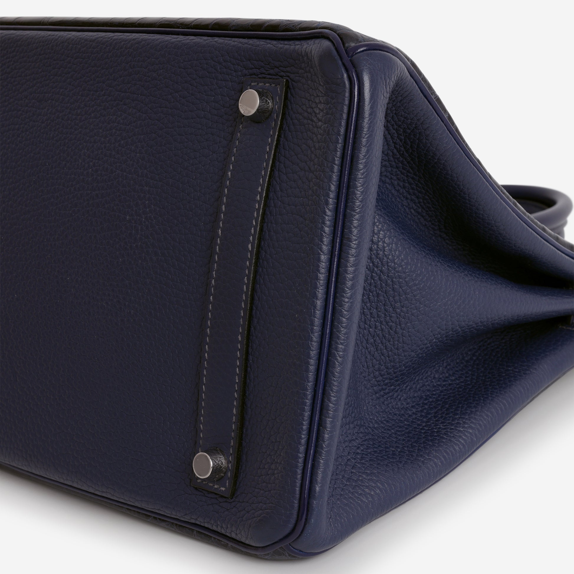 Hermès Limited Editiont Birkin 35 Tri-Leather - Bleu Indigo / Bleu Saphir Box / Clemence / Alligator | Palladium Hardware - Bagista