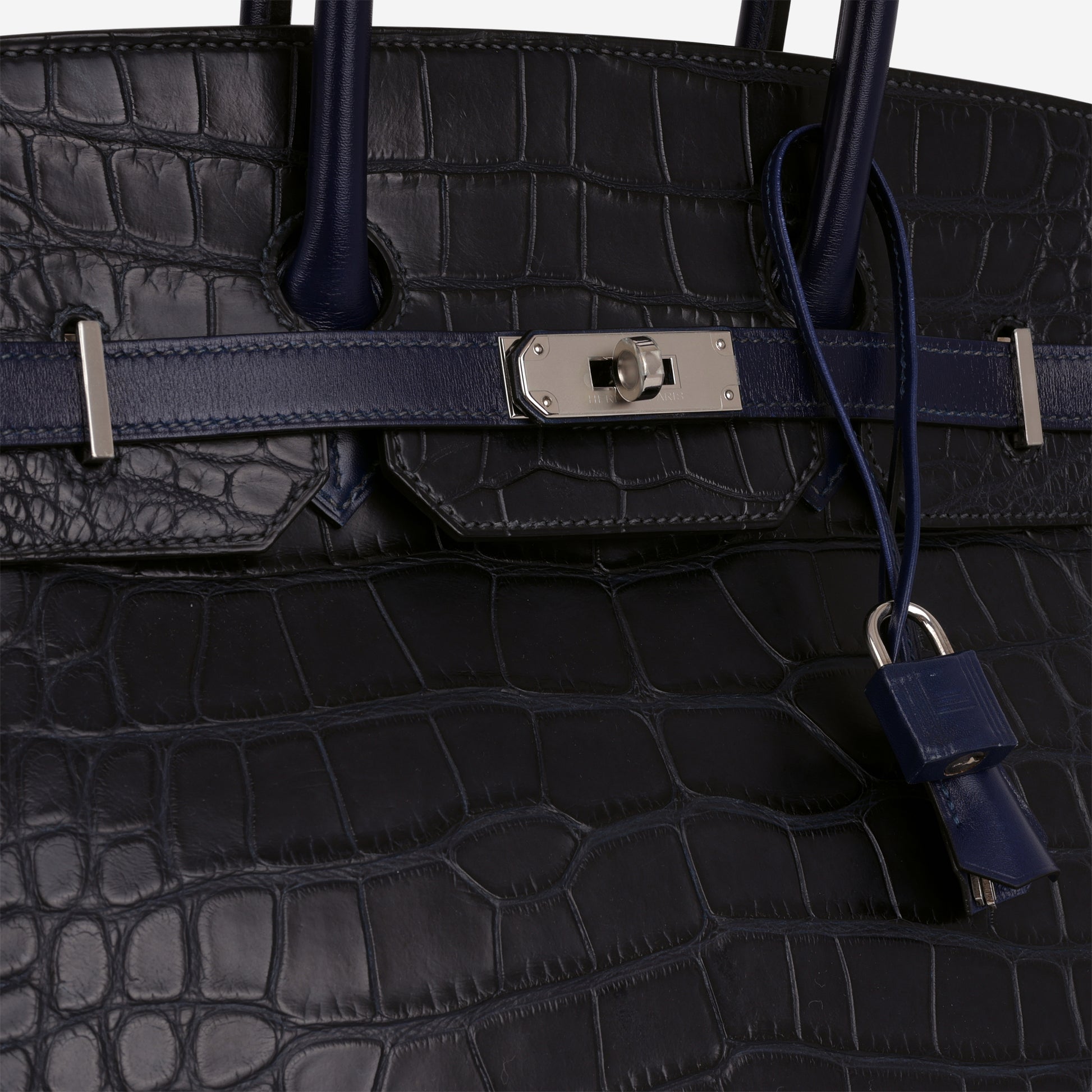Hermès Limited Editiont Birkin 35 Tri-Leather - Bleu Indigo / Bleu Saphir Box / Clemence / Alligator | Palladium Hardware - Bagista