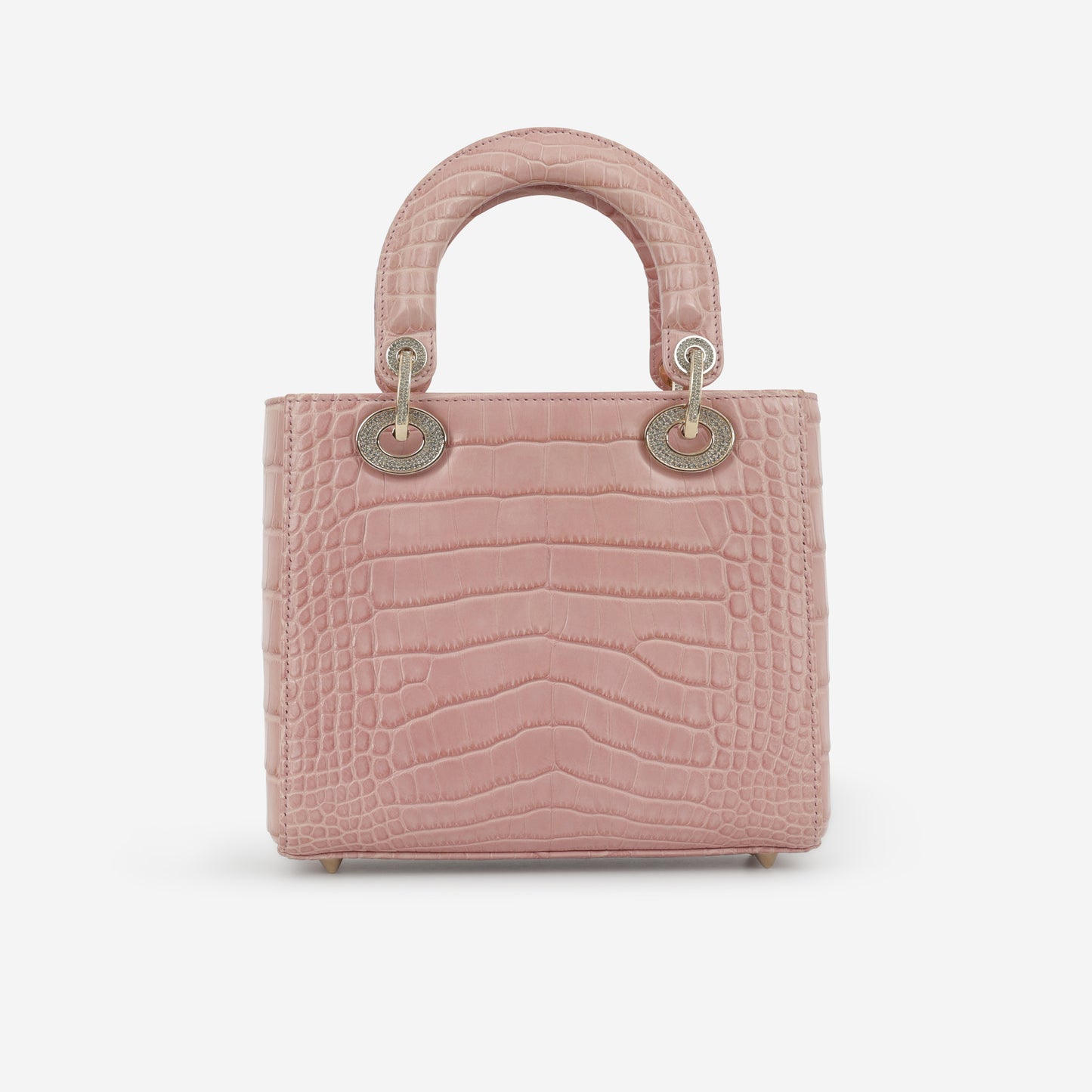 Dior Small Lady Dior - Blush Alligator With Strass | Champagne Gold Hardware