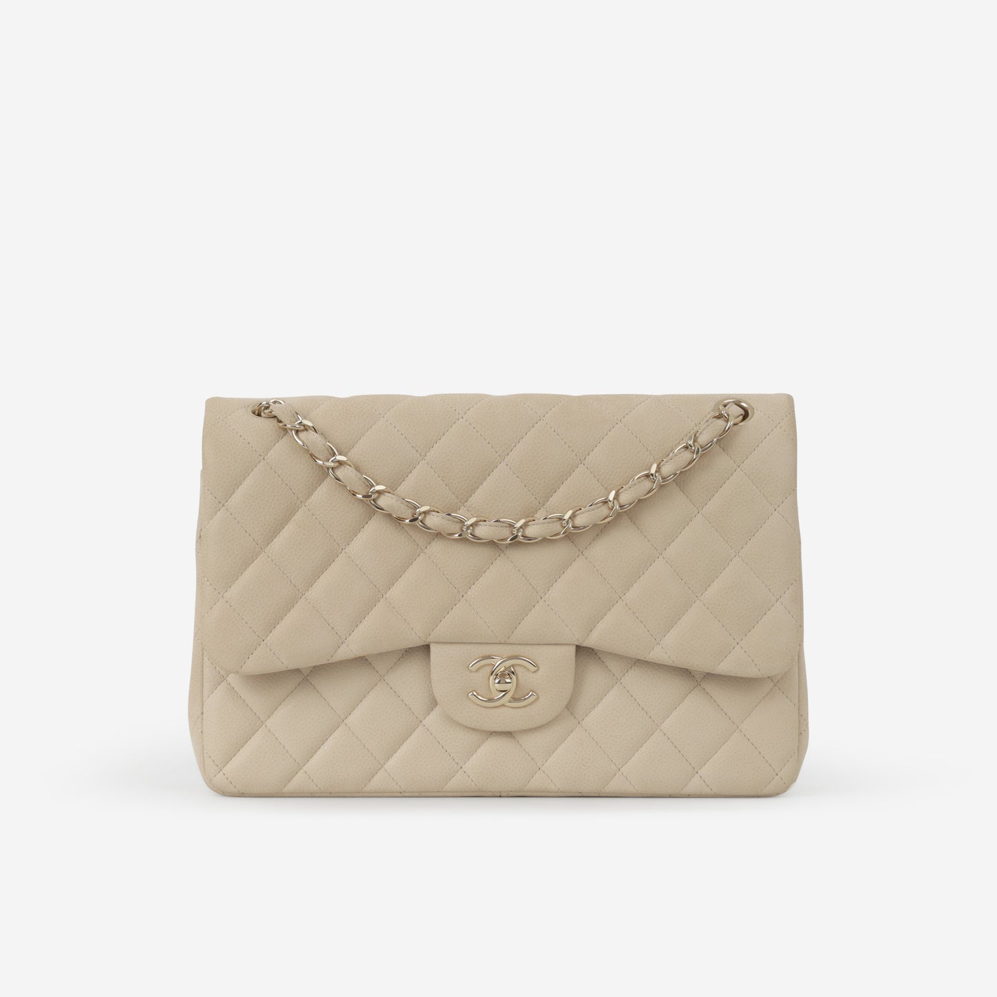Chanel Classic Jumbo Double Flap - Beige Matte Caviar | Champagne Gold Hardware - Bagista