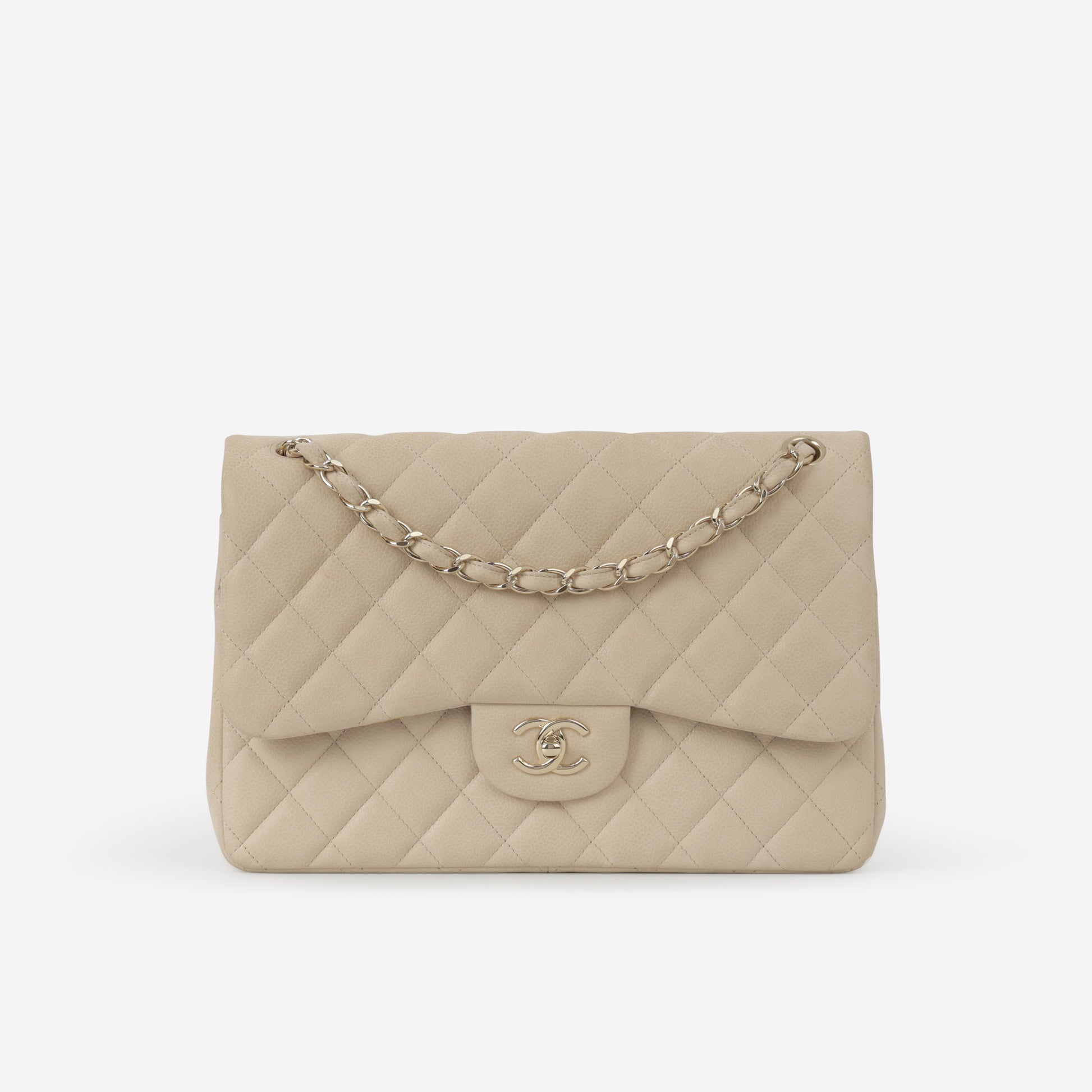 Chanel Classic Jumbo Double Flap - Beige Matte Caviar | Champagne Gold Hardware - Bagista
