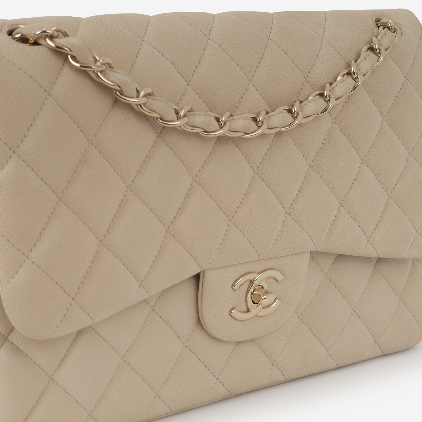 Chanel Classic Jumbo Double Flap - Beige Matte Caviar | Champagne Gold Hardware - Bagista