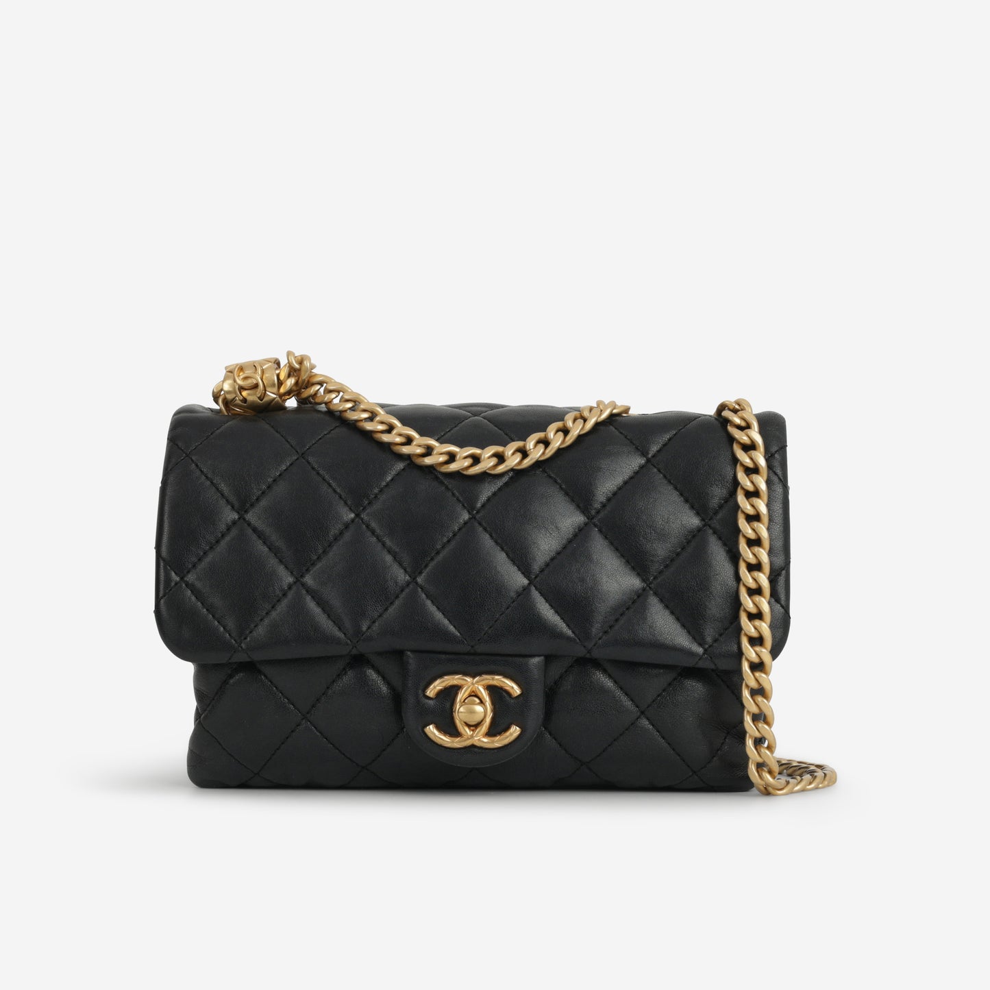 Chanel Small All Slide Adjustable Chain Flap - Black Lambskin | Gold Hardware - Bagista