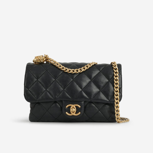 Chanel Small All Slide Adjustable Chain Flap - Black Lambskin | Gold Hardware