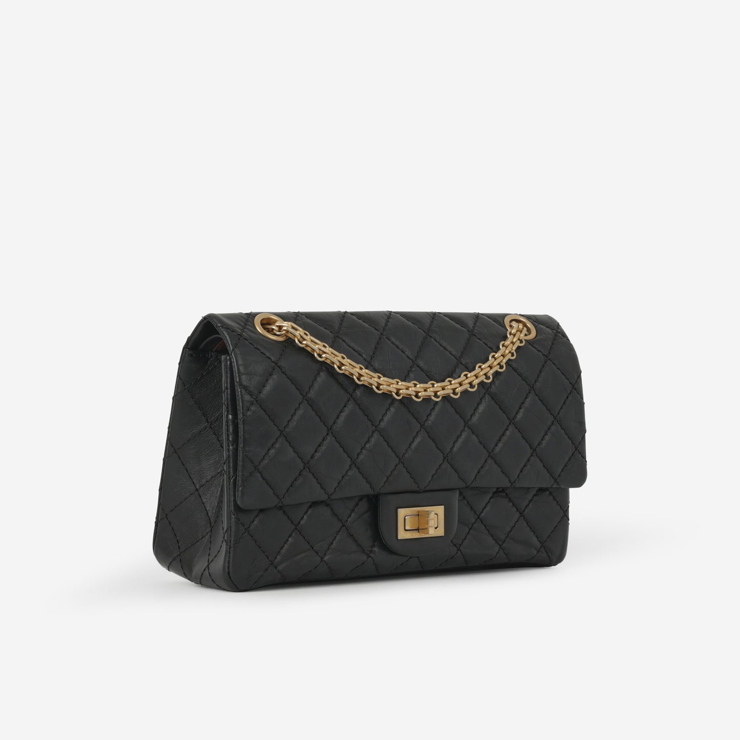 Chanel 2.55 Reissue 225 - Black Crumpled Calfskin | Gold Hardware