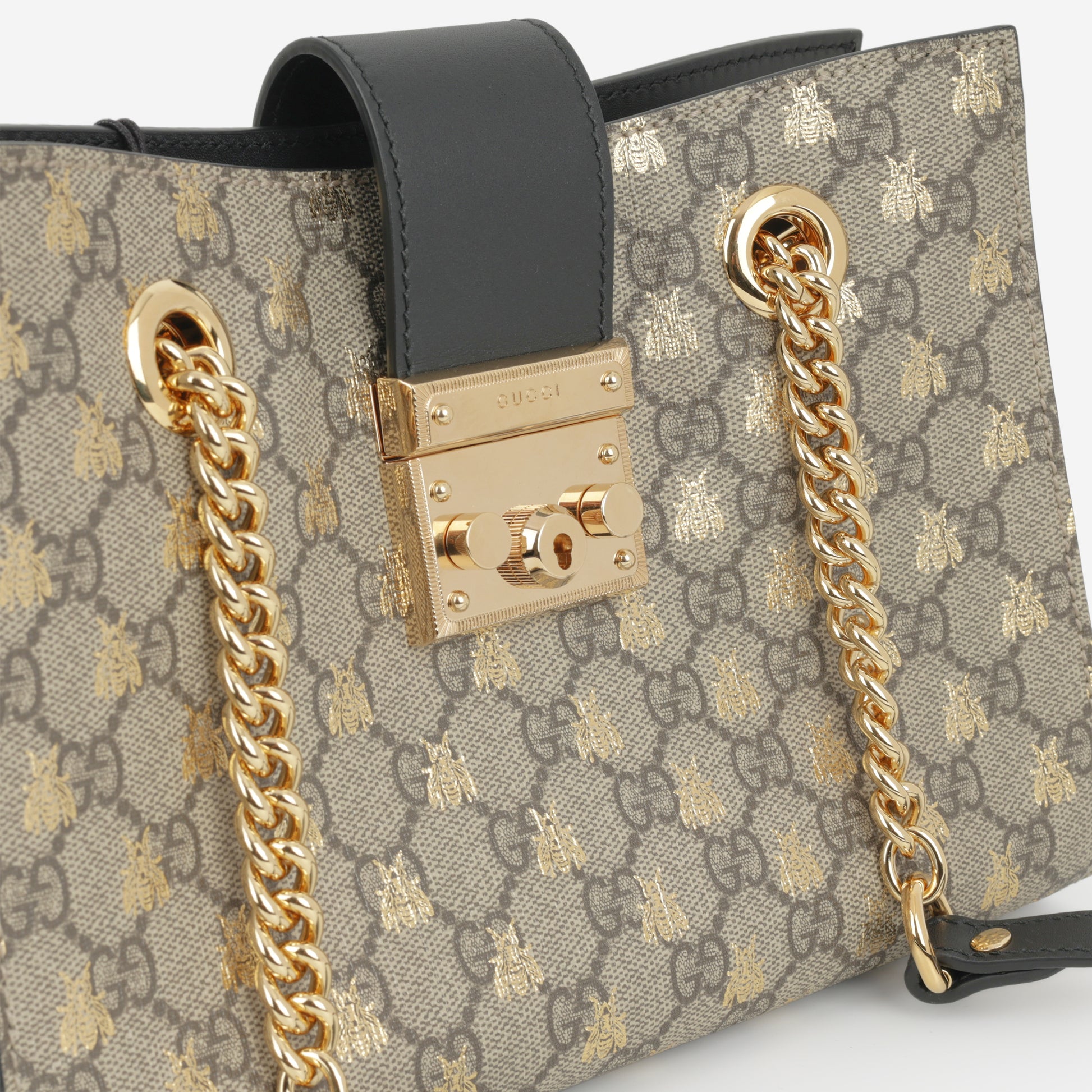 Gucci Padlock GG Supreme Bee Shoulder Bag - GG Supreme Canvas | Gold Hardware - Bagista