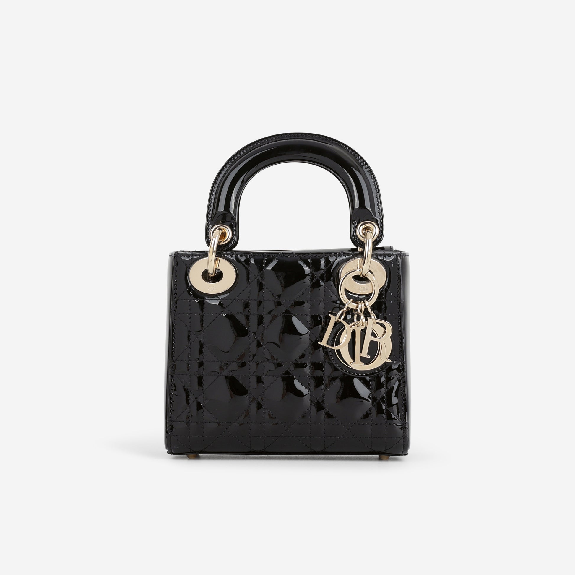 Dior Mini Lady Dior - Black Patent | Champagne Gold Hardware - Bagista