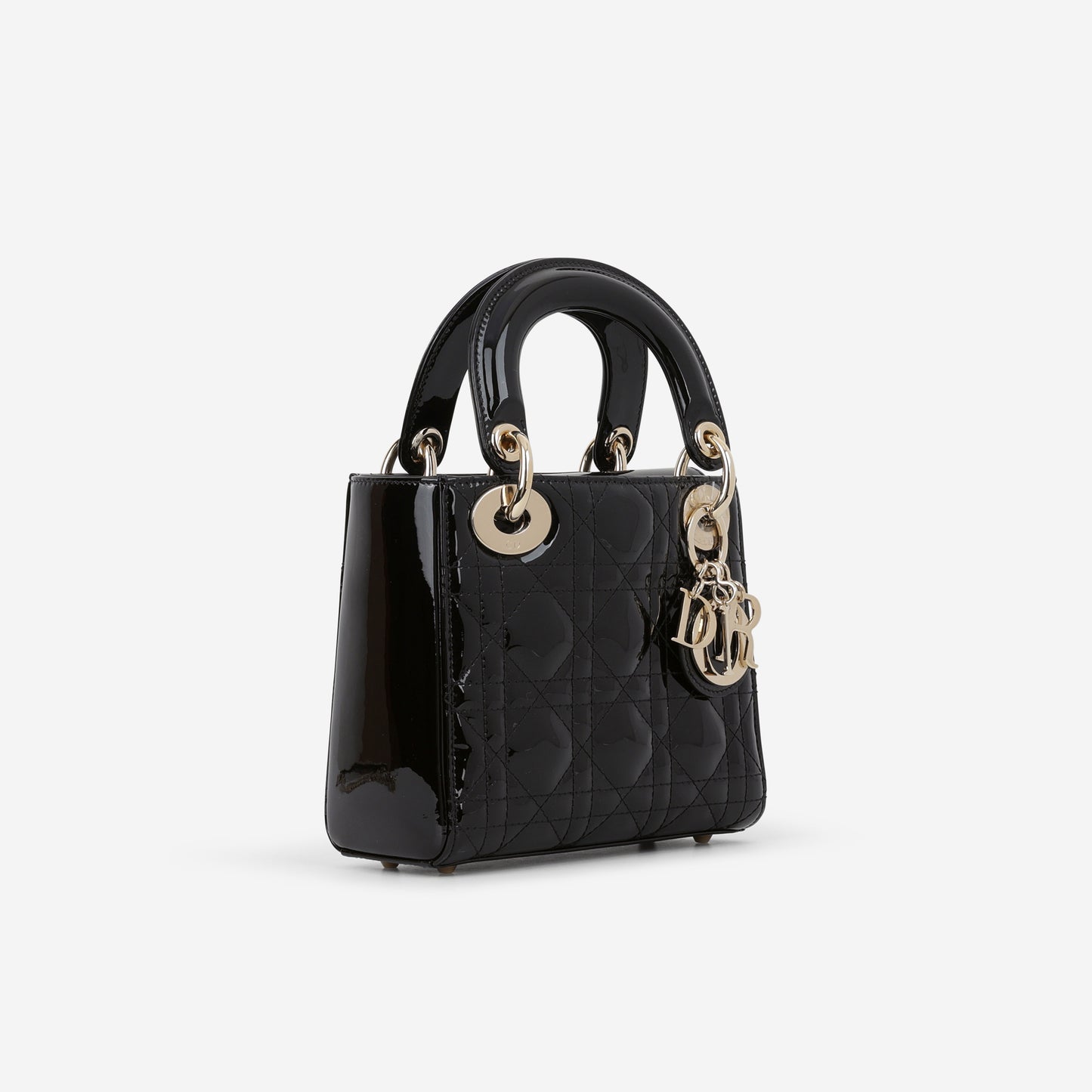 Dior Mini Lady Dior - Black Patent | Champagne Gold Hardware - Bagista