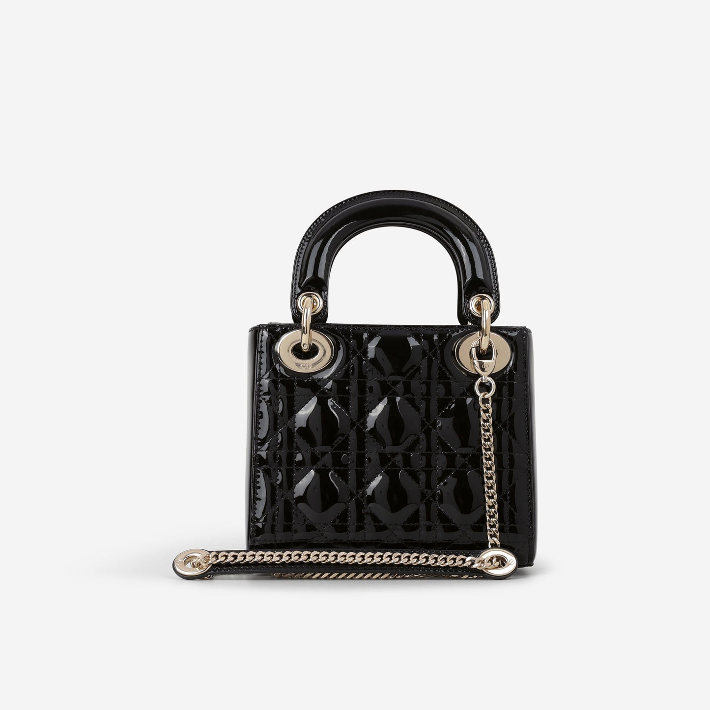 Dior Mini Lady Dior - Black Patent | Champagne Gold Hardware - Bagista