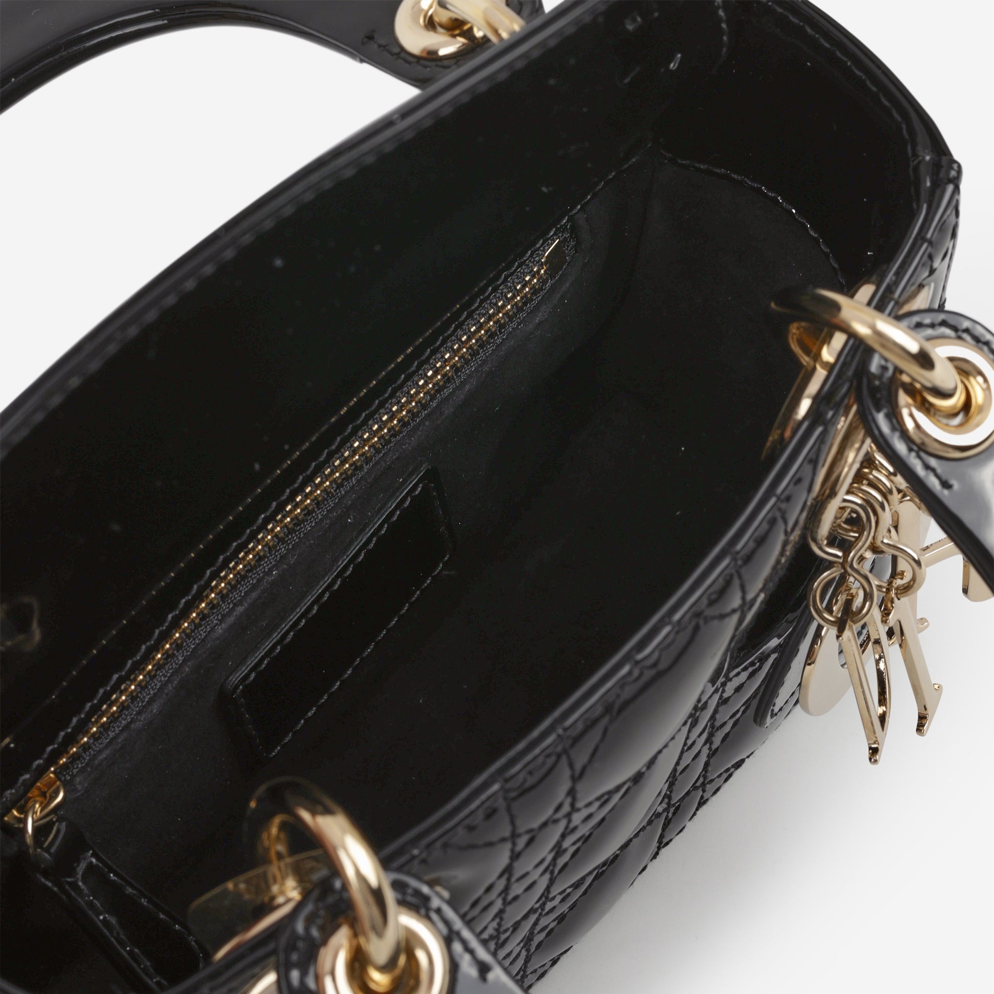 Dior Mini Lady Dior - Black Patent | Champagne Gold Hardware - Bagista