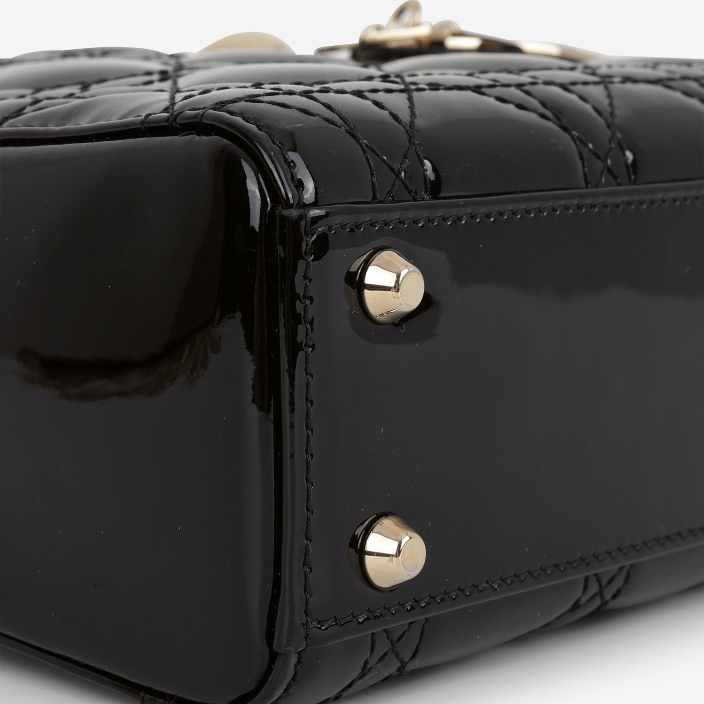 Dior Mini Lady Dior - Black Patent | Champagne Gold Hardware - Bagista